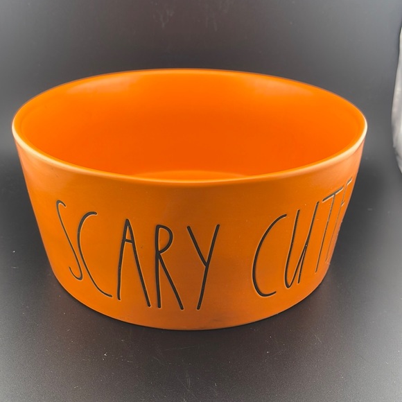 Rae Dunn Other - Rae Dunn Large Hallloween Scary Cute Matte Orange Dog Bowl